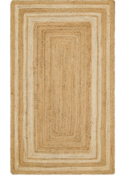 Maldiv 10 Natural White Jüt %100 El Dokuma Hasır Halı Antre, Hol, Balkon, Oturma Odası Halısı