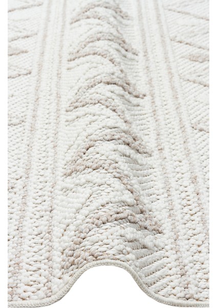 Ohrid 03 White Beıge Bukle Dokuma Yapısında Hav Toz Vermeyen Yumuşak Koridor, Salon, Mutfak Halısı modelleri