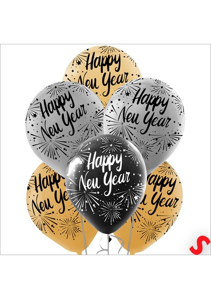 Happy New Year Yılbaşı Balonu, 30CM x 6 Adet indirimleri