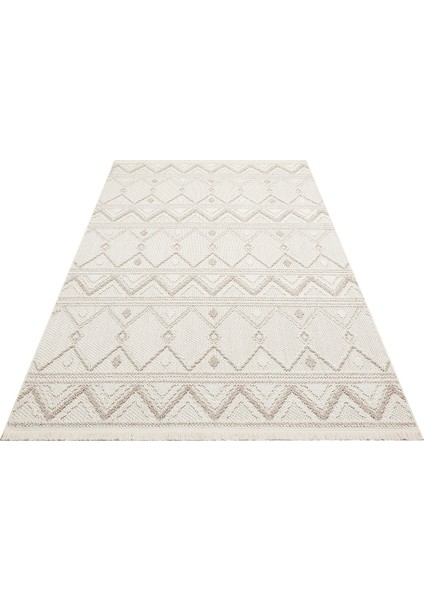 Ohrid 03 White Beıge Bukle Dokuma Yapısında Hav Toz Vermeyen Yumuşak Koridor, Salon, Mutfak Halısı indirimleri