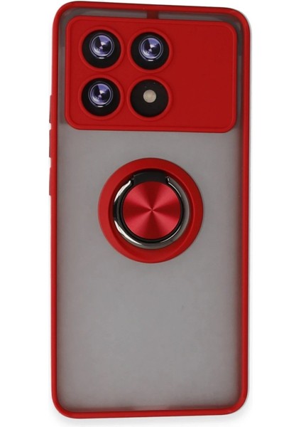 MYT09 Xiaomi Poco X6 Pro Kılıf Montreal Yüzüklü Silikon Kapak - Kırmızı