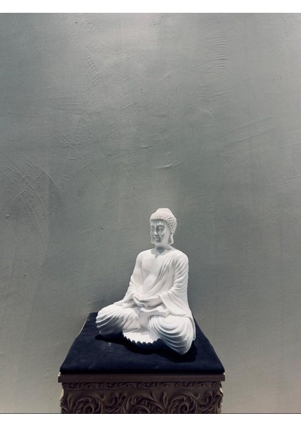 Lotus Duruşunda Meditasyon Buda Heykeli 45×31 cm | Beyaz Polyester Dekoratif Obje | Spiritüel & Zen Meditasyon Figürü | Ev Ofis Feng Shui Dekorasyon fiyatları