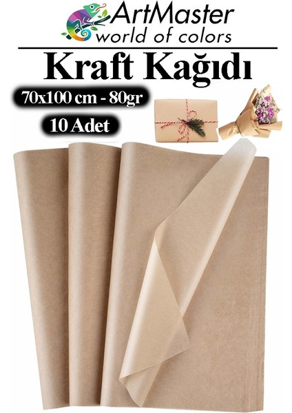 Kraft Kağıdı 70X100 cm 10 Adet 80 gr Hediye Paketleme Kagıdı Çeyiz Kaplama Kağıt Saman Kağıt Çizim Kağıdı