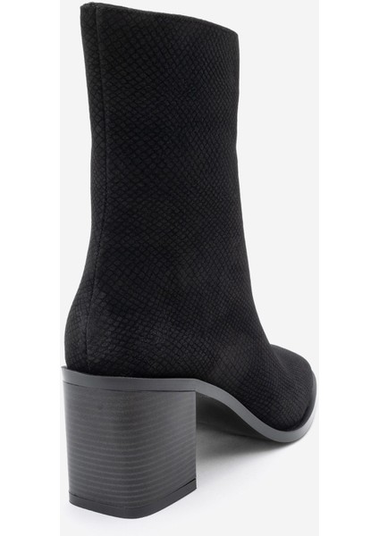 Chara Siyah Desenli Kadın Kalın Topuklu Bot indirimleri