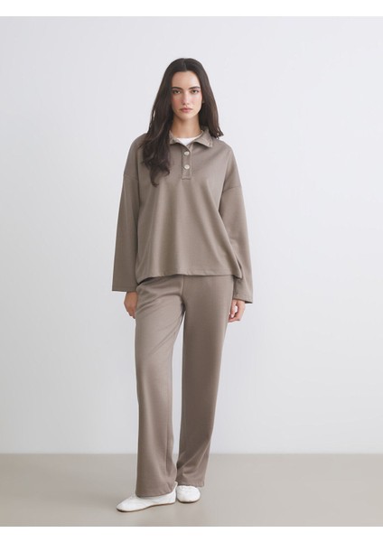 Yeni Sezon Beli Lastikli Geniş Paça Kadın Eşofman Altı