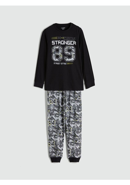 Yeni Sezon Bisiklet Yaka Erkek Çocuk Pijama Takımı