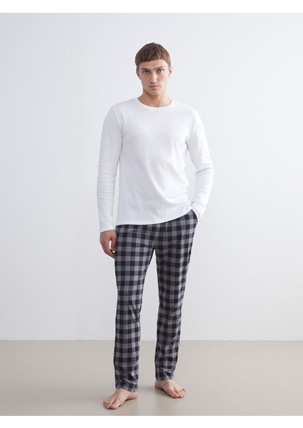 Yeni Sezon Standart Kalıp Ekose Erkek Pijama Alt