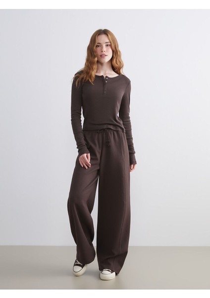 Yeni Sezon Beli Lastikli Geniş Paça Kadın Eşofman Altı