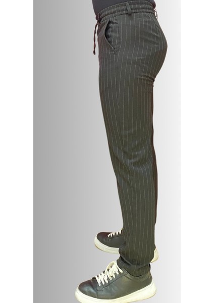 Jagger Erkek Pantolon Likralı Bağcık Detaylı Klasik Erkek Jogger Kumaş Pantolon