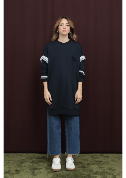 10718 2 Ip Kumaş Fırfır Detaylı Sweatshirt fiyatları