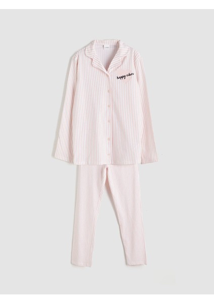 Özmarka Yeni Sezon Gömlek Yaka Kız Çocuk Pijama Takımı