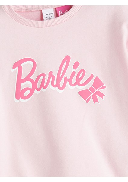 Yeni Sezon Bisiklet Yaka Barbie Baskılı Kız Bebek Sweatshirt ve Tayt 2'li Takım modelleri