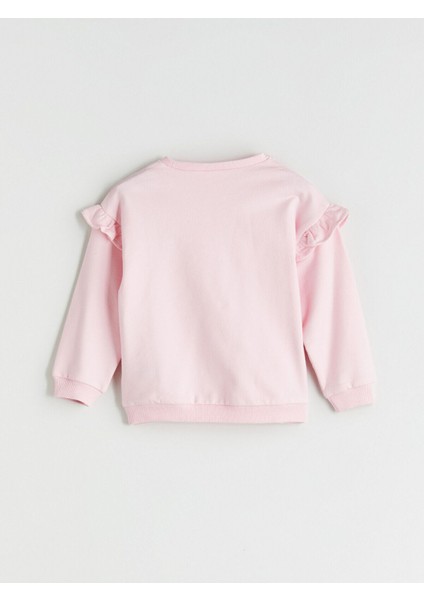 Yeni Sezon Bisiklet Yaka Barbie Baskılı Kız Bebek Sweatshirt ve Tayt 2'li Takım fırsatları