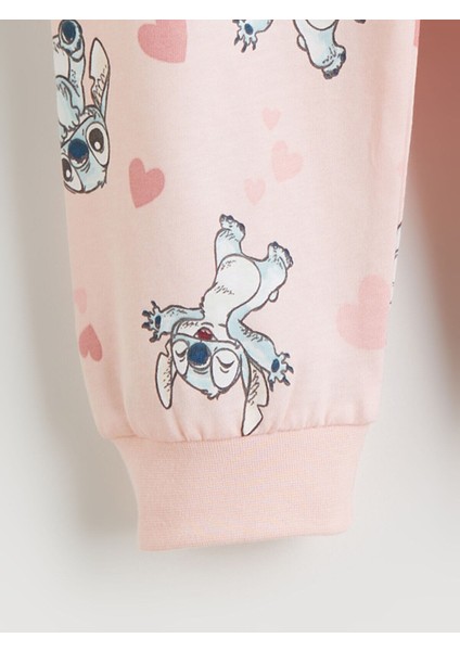 Özmarka Yeni Sezon Bisiklet Yaka Stitch Baskılı Kız Çocuk Pijama Takımı