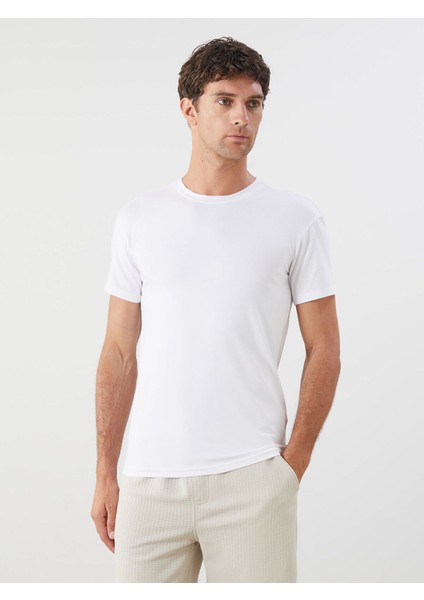 Bisiklet Yaka Kısa Kollu Erkek Pijama Üst