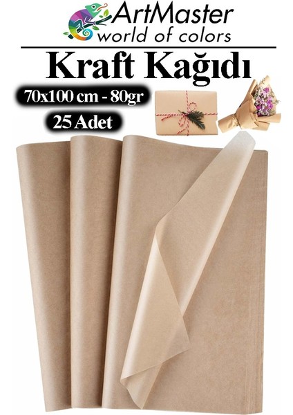 Kraft Kağıdı 70X100 cm 25 Adet 80 gr Hediye Paketleme Kagıdı Çeyiz Kaplama Kağıt Saman Kağıt Çizim Kağıdı