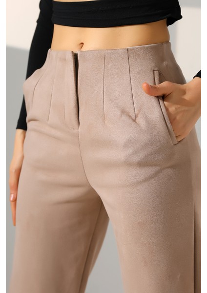 Kadın Pensli Süet Pantolon/havuç Paça Yumuşak Dokulu Pantolon fırsatları
