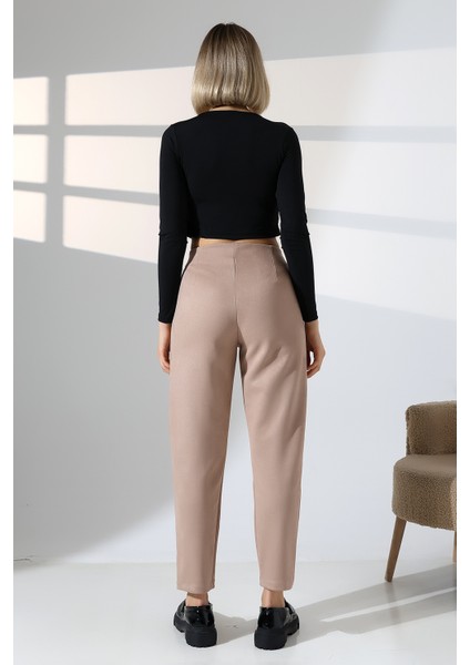 Kadın Pensli Süet Pantolon/havuç Paça Yumuşak Dokulu Pantolon