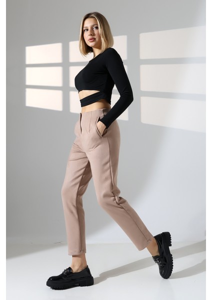 Kadın Pensli Süet Pantolon/havuç Paça Yumuşak Dokulu Pantolon