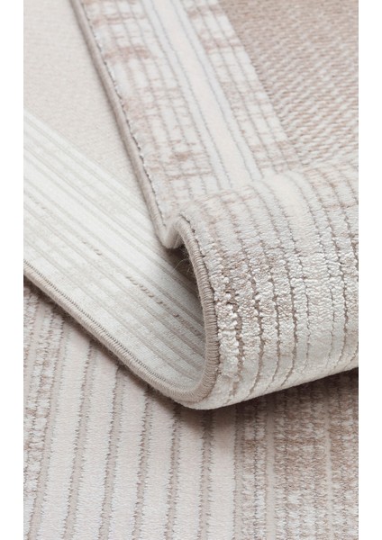 Kotor 13 Cream Beıge Sık Dokuma Bambu ile Üretilen Modern ve Sade Salon, Oturma Odası Halısı