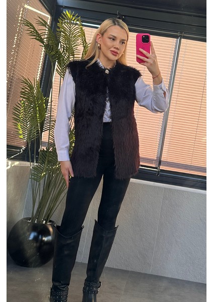 Tek Düğmeli Sakallı Siyah Yelek