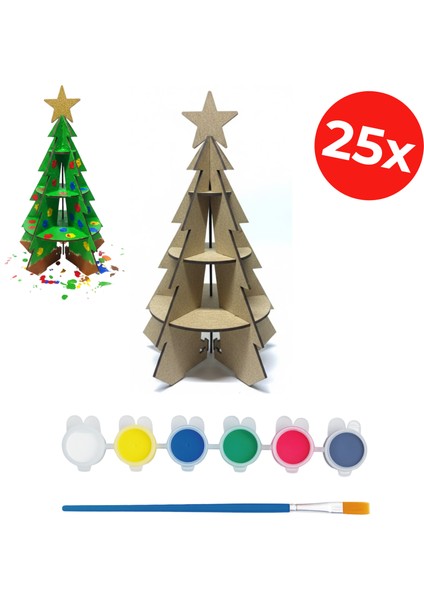 Eğitici Ahşap Yılbaşı Çamı Maket Kiti – Çocuk Etkinliği