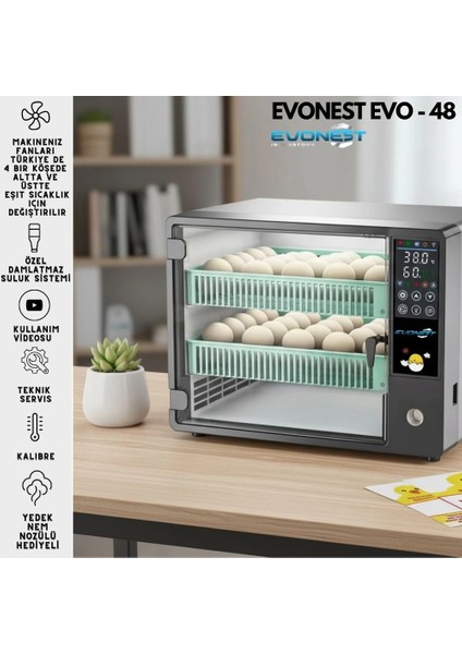 48 Yumurtalık Tam Otomatik Hobi Kabin Tip Kuluçka Makinesi | Tavuk ve Kanatlı Yumurtaları