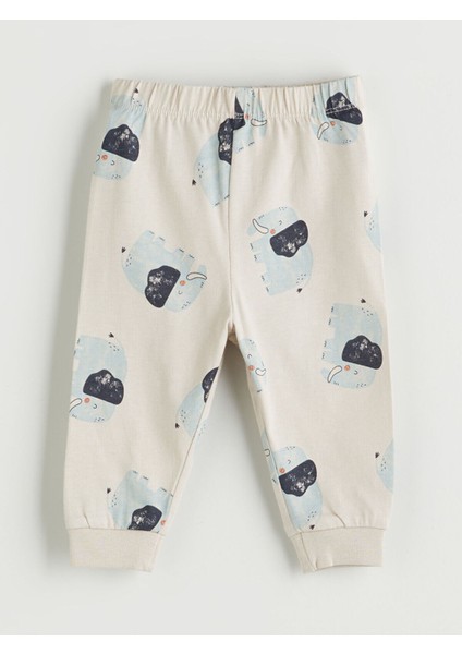 Yeni Sezon Bisiklet Yaka Baskılı Erkek Bebek Pijama Takımı 2'li