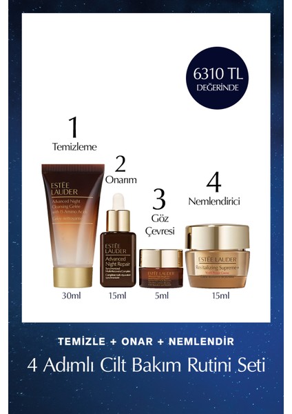 4 Adımlı Cilt Bakım Rutini Seti - Serum 15ML + Temizleme 30ML+ Göz Kremi 5ml + Krem 15ML