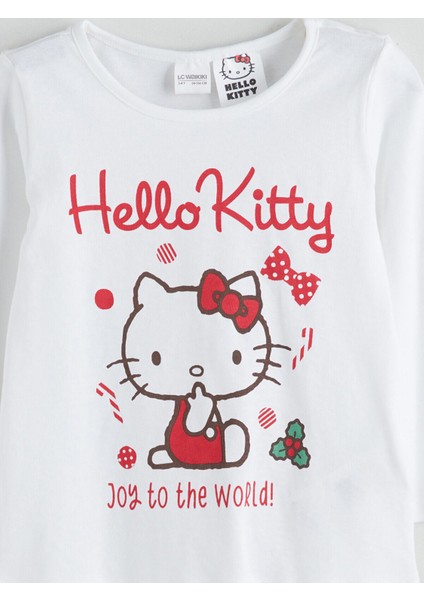 Bisiklet Yaka Hello Kitty Baskılı Kız Çocuk Pijama modelleri