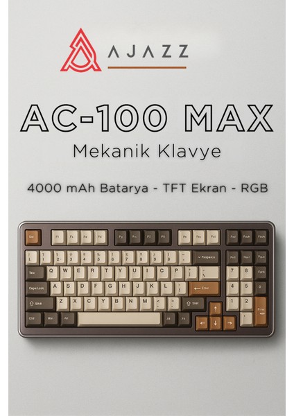 AC100 Max Mekanik Klavye,alüminyum Gasket Tasarım Tft Ekranlı Hot-Swap Rgb- 4000 Mah
