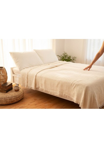 4 Kat Müslin Tek Kişilik Pike, Tv Battaniyesi, Koltuk Şalı ve Yatak Örtüsü Pamuklu