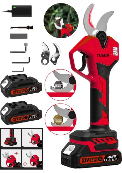 K-40 mm Dijital Kömürsüz Akülü Bağ Dal Ağaç Kesme Makinesi Biçme Budama Makası Şarjlı Makas