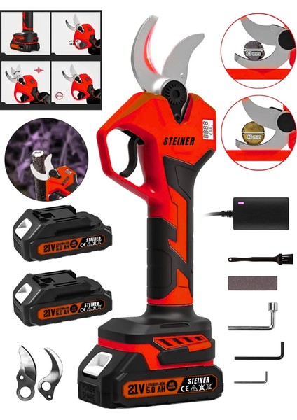 K-40 mm Dijital Kömürsüz Akülü Bağ Dal Ağaç Kesme Makinesi Biçme Budama Makası Şarjlı Makas fiyatları