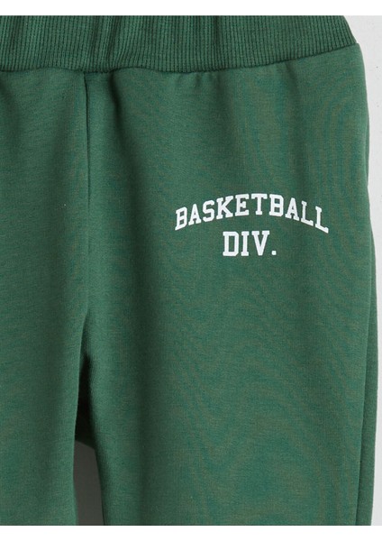 Yeni Sezon Bisiklet Yaka Baskılı Erkek Bebek Sweatshirt ve Eşofman Alt 2'li