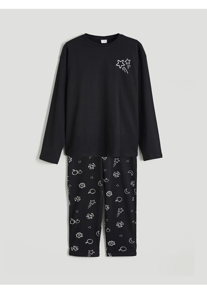 Yeni Sezon Bisiklet Yaka Kız Çocuk Pijama Takım