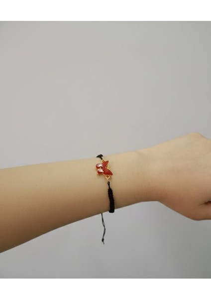 Kelebek Figürlü Siyah Ipli Bileklik fiyatları