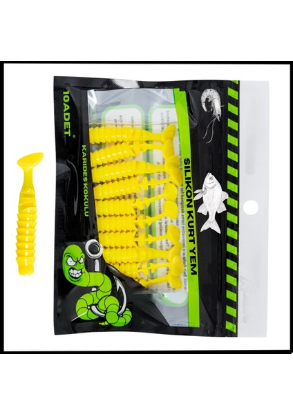 Uyguna-Yakala 1,5g 45MM -10 Adet silikon Kurt Yem uv Silikon - Karides Kokulu-Limon -1002-LM