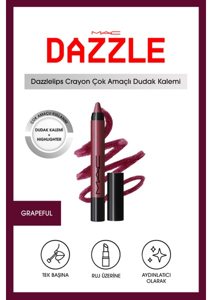 Dazzlelip Crayon Işıltılı Dudak Kalemi - Grapeful