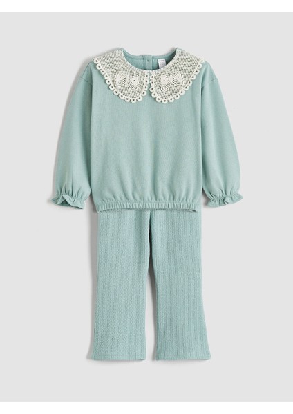 Yeni Sezon Bebe Yaka Kız Çocuk Sweatshirt ve Tayt