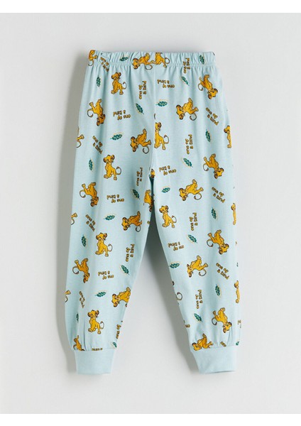 Bisiklet Yaka Simba Baskılı Erkek Çocuk Pijama Takımı