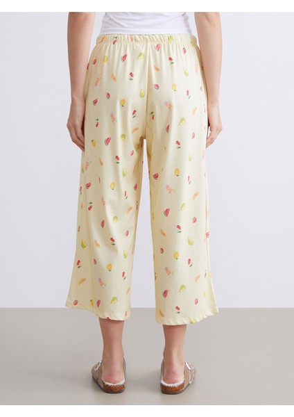 Yeni Sezon Beli Lastikli Baskılı Kadın Kapri Pijama Altı fırsatları