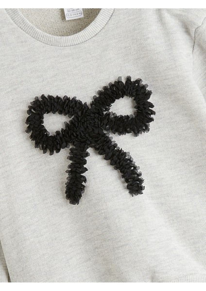 Peak Yeni Sezon Fiyonk Baskılı Kız Çocuk Sweatshirt ve Tayt 2'li modelleri