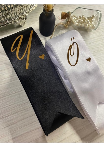 Gelin Damat Düğün Nişan Harfli Kalpli Takı Kurdelesi modelleri