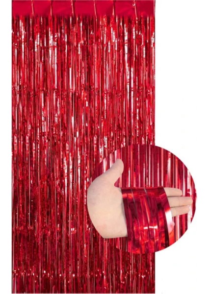 Parti Kapı Perdesi Kırmızı Renk 90X200 cm