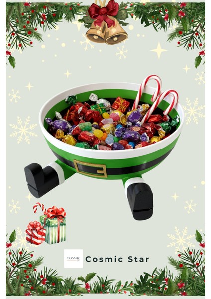 Noel Baba Figür Şeklinde Kase | 3D Baskı Yılbaşı Temalı Şekerlik & Çerezlik | Dekoratif Hediyelik