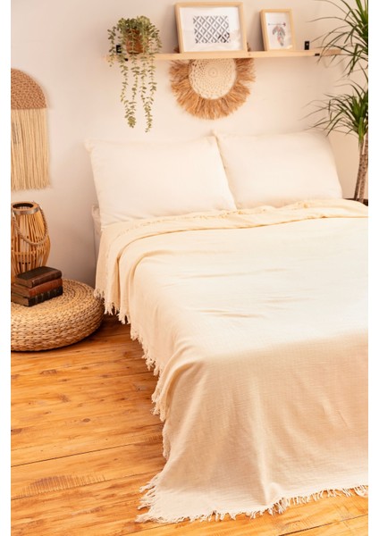 4 Kat Müslin Çift Kişilik Pike, Tv Battaniyesi, Koltuk Şalı ve Yatak Örtüsü Pamuklu