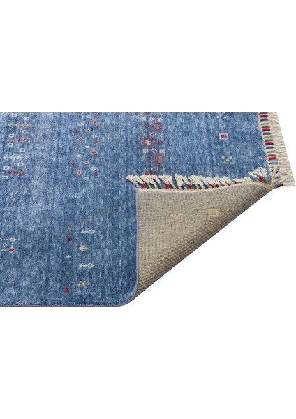 Milas 06 Blue Uşaklı Kadınların Yoğun El Emeği ile Dokuduğu %100 Doğal Tencel Tezgah Halısı fırsatları