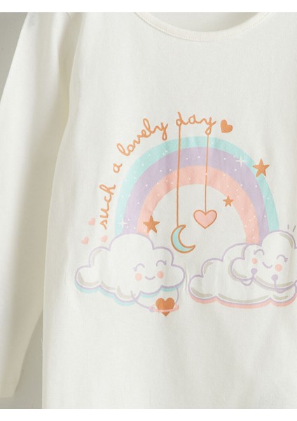 Hilfa Yeni Sezon Bisiklet Yaka Baskılı Kız Çocuk Pijama Takımı