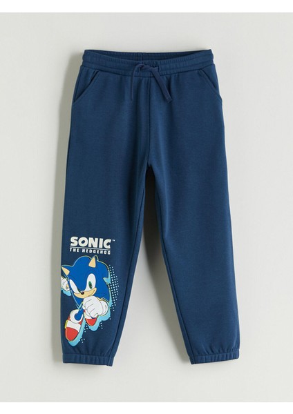 Beli Lastikli Sonic Baskılı Erkek Çocuk Jogger Eşofman Altı